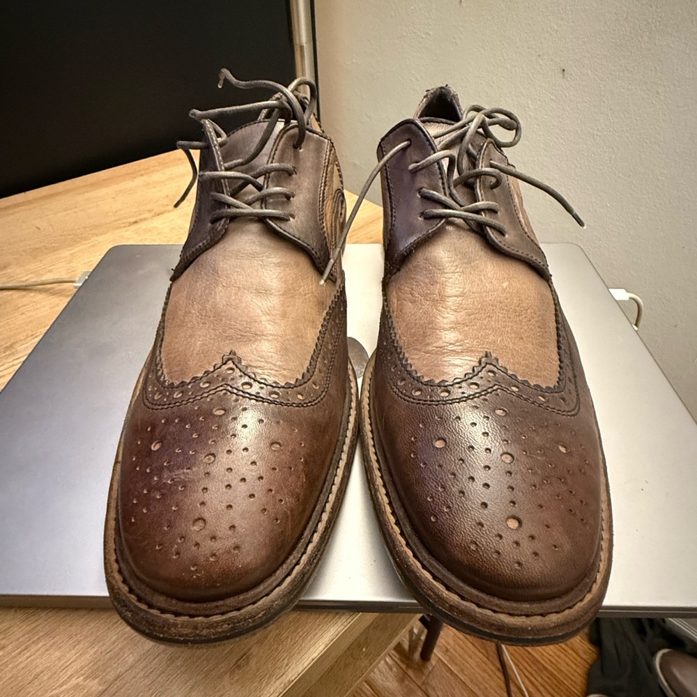 John Varvatos Two-Tone Brown Leather Oxfords